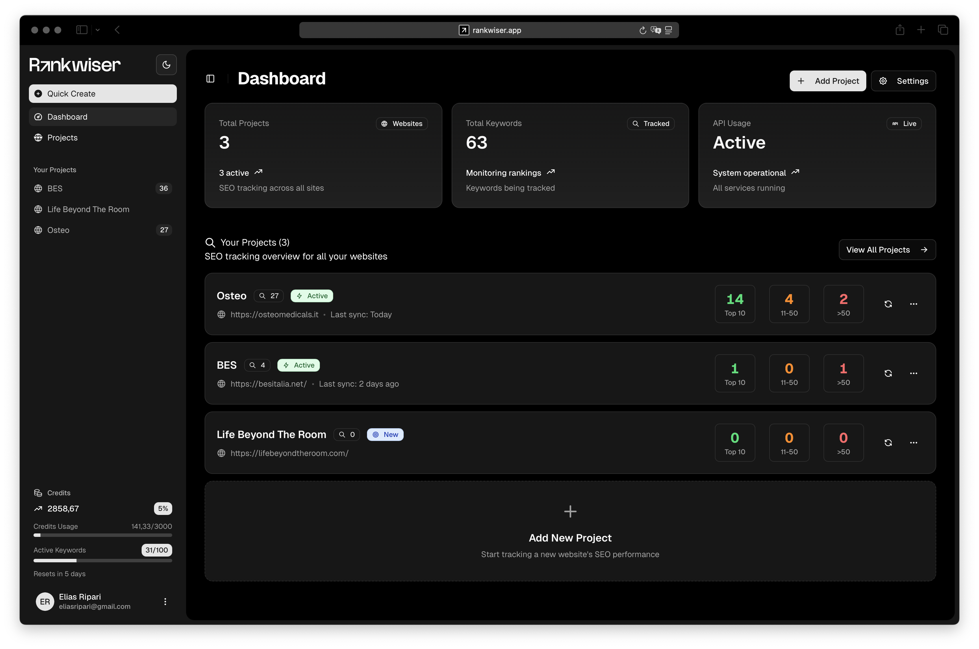 RankWiser Dashboard Preview